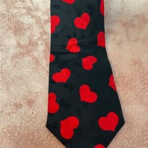 Addiction Tie with Red Heart Pattern on Black